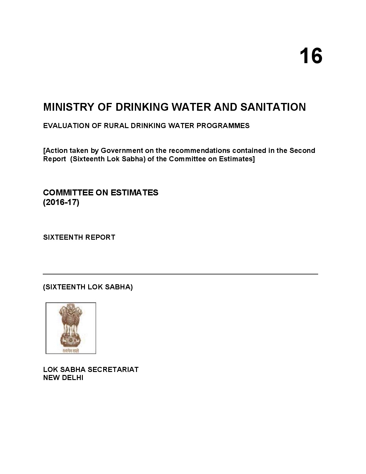 Evaluation of Rural Drinking Water Programmes
